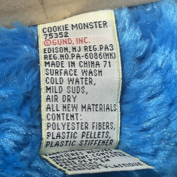 Vintage 2002 Sesame Street Cookie Monster Plush Toy Gund Blue 11" Stuffed Animal - Picture 7 of 11